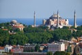 The view of Hagia Sophia and Hagia Irene on the background of the Marmara Sea, Istanbul