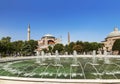 View on Hagia Sophia - the main Church of the Byzantine Empire, today the main attraction of Istanbul with fountain in the foregro Royalty Free Stock Photo