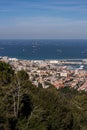 View of the Haifa Bay and the Bahai Temple and Gardens from Carmel on the mountain in Haifa Royalty Free Stock Photo