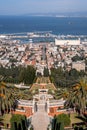 View of the Haifa Bay and the Bahai Temple and Gardens from Carmel on the mountain in Haifa Royalty Free Stock Photo