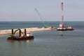 View of Haifa`s Port, Cranes, Boats, Ships and equipment. Royalty Free Stock Photo