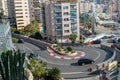 A view of the hairpin bend from the Monaco Grand Prix Circuit