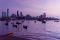 View of Haji Ali bay and coast with skyline at night. Mumbai. India Royalty Free Stock Photo
