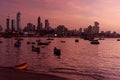View of Haji Ali bay and coast with skyline at night. Mumbai. India Royalty Free Stock Photo