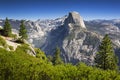 View of Half Dome in summer with blue sky, Yosemite National Park, USA Royalty Free Stock Photo