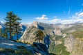 View of Half Dome, Yosemite Valley, Vernal and Nevada Falls from the Glacier Point in the Yosemite National Park, California, USA Royalty Free Stock Photo