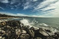 View of Half Moon Bay on in comming hight tide Royalty Free Stock Photo