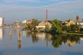 View of Halfweg from Zwanenburg through the canal Ringvaart Royalty Free Stock Photo