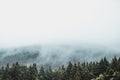 View on Hallasan mountain covered by thick fog at the volcanic origin Jeju Island - So