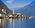 View of the Hallstatt from lake Hallstater See, Austria Royalty Free Stock Photo