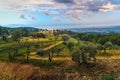 View on Fonterutoli on sunrise. It is hamlet of Castellina in Chianti in province of Siena. Tuscany. Italy Royalty Free Stock Photo