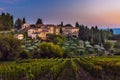 View on Fonterutoli on sunset. It is hamlet of Castellina in Chianti in province of Siena. Tuscany. Italy Royalty Free Stock Photo