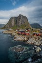 View of HamnÃÂ¸y or HamnÃÂ¸ya, a small fishing village in Moskenes Municipality on Lofoten islands in Nordland county, Norway