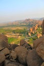 View of Hampi and its boulders from top, India