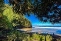 The view of Hanakapiai Beach ion Kalalau Trail