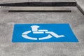 View of handicapped parking spot in parking lot Royalty Free Stock Photo