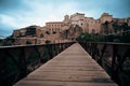 View of the Hanging Houses of Cuenca from the San Pablo Bridge Royalty Free Stock Photo