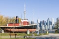 Hanlan\'s Point dock with Toronto skyline in the background, Toronto, Ontario, Canada Royalty Free Stock Photo