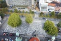 View of Hanover, Germany. Square in front of town hall in Hanover city. Cityscape from the top of the New City Hall. Town Square