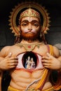 View of Hanuman statue in Parmarth Niketan Ashram, Rishikesh, India.