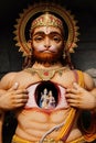 View of Hanuman statue in Parmarth Niketan Ashram, Rishikesh, India. Royalty Free Stock Photo