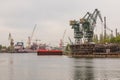 View of harbor cranes. Gdansk, Poland Royalty Free Stock Photo