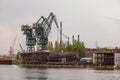 View of harbor cranes. Gdansk, Poland Royalty Free Stock Photo