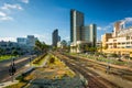 View of Harbor Drive and railroad tracks in San Diego Royalty Free Stock Photo