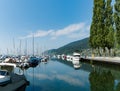View of the harbor on Lake Biel in Switzerland Royalty Free Stock Photo