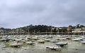 View of the harbor at low tide in the French town of Saint Quay Portrieux.