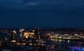 View of the harbor and the new Elbphilharmony of Hamburg at night
