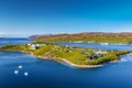 View on harbor of Norway with small town Royalty Free Stock Photo