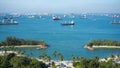 View of the harbor seen from the Singapore Cable Car Royalty Free Stock Photo