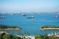 View of the harbor seen from the Singapore Cable Car Royalty Free Stock Photo