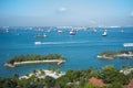 View of the harbor seen from the Singapore Cable Car Royalty Free Stock Photo