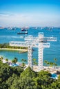 View of the harbor seen from the Singapore Cable Car Royalty Free Stock Photo