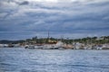 View in marina of Megalo Pefko town (Nea Peramos), Greece