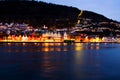 View of harbour old town Bryggen in Bergen, Norway at night Royalty Free Stock Photo