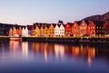 View of harbour old town Bryggen in Bergen, Norway during the twilight Royalty Free Stock Photo