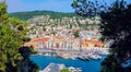 View of the harbour port from the Castle Hill, French Riviera. Nice, Cote d`Azur, France Royalty Free Stock Photo