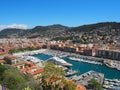 View of the harbour port from the Castle Hill, French Riviera. Nice, Cote d`Azur, France Royalty Free Stock Photo