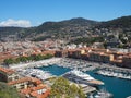 View of the harbour port from the Castle Hill, French Riviera. Nice, Cote d`Azur, France Royalty Free Stock Photo