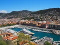 View of the harbour port from the Castle Hill, French Riviera. Nice, Cote d`Azur, France Royalty Free Stock Photo