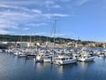 View of the harbour in Sanxenxo Galicia Spain Royalty Free Stock Photo