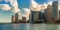 A view from the harbour towards Bayfront Park and downtown Miami Royalty Free Stock Photo