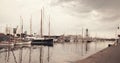 View of harbour with yachts in Barcelona