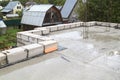 view of the hardened concrete slab base between floors. Construc Royalty Free Stock Photo