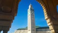 View of Hassan II Mosque against blue sky in Casablanca morocco