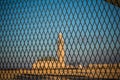 View of Hassan II mosque behind fences