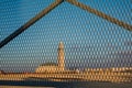 View of Hassan II mosque behind fences